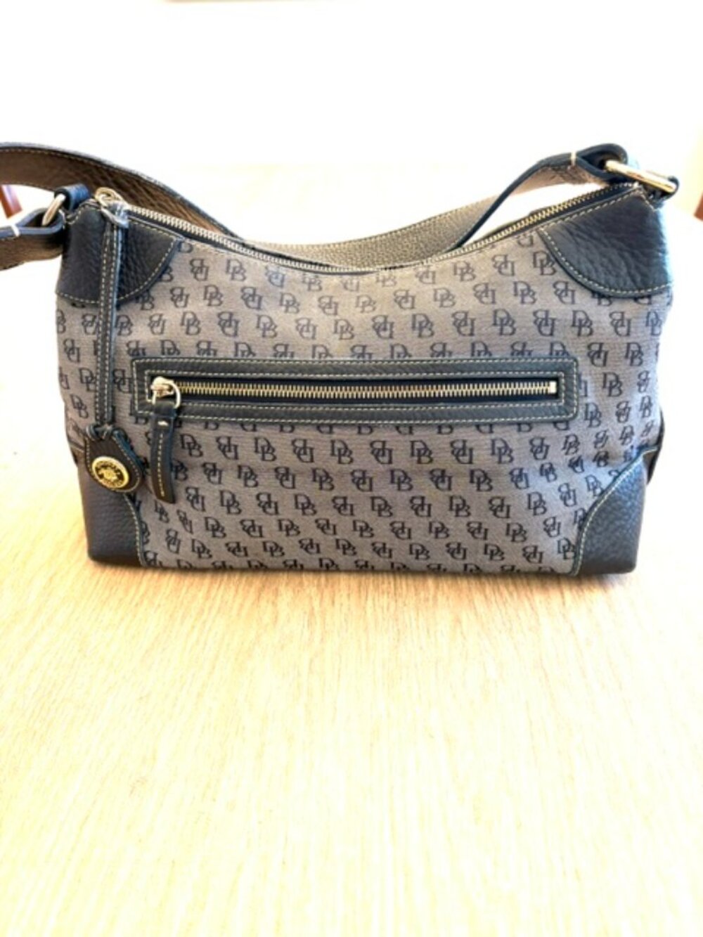 Vintage Dooney & Bourke Blue Monogram Satchel Bag